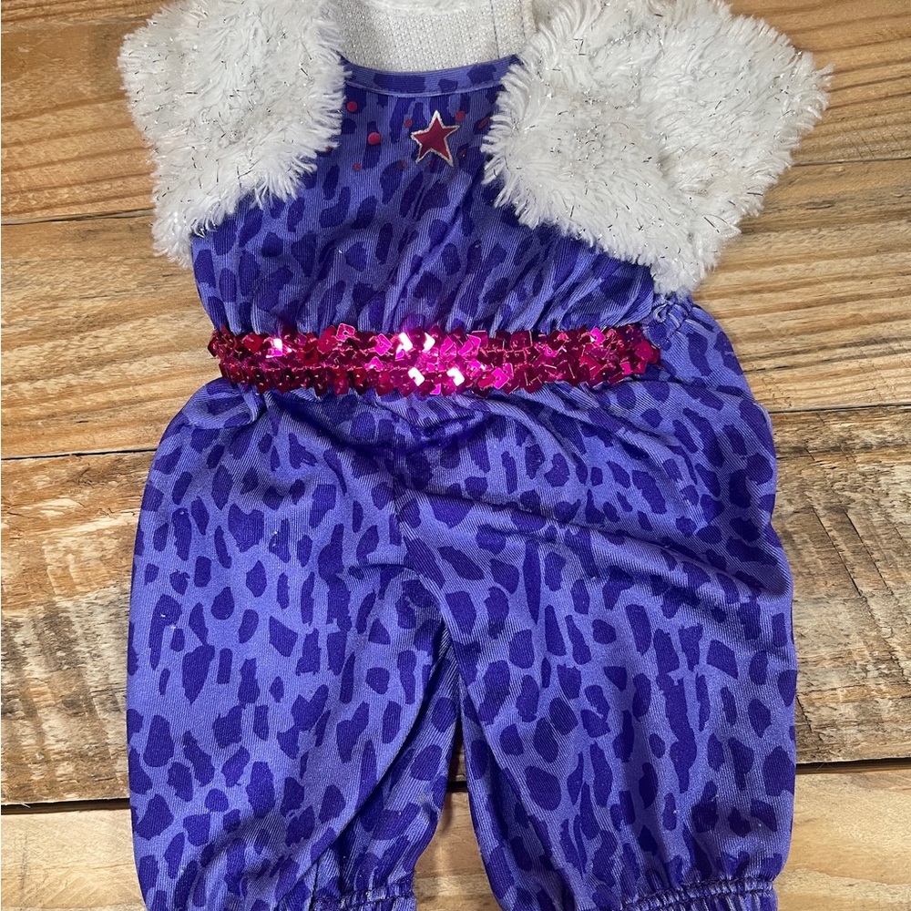 Build A Bear Workshop BABW Fur Vest Purple Spot Pantsuit Sequin Plush Accessory